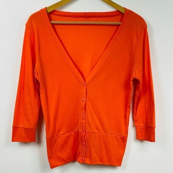 Orange v-neck button blouse / vest S/M - Picture 1 of 3